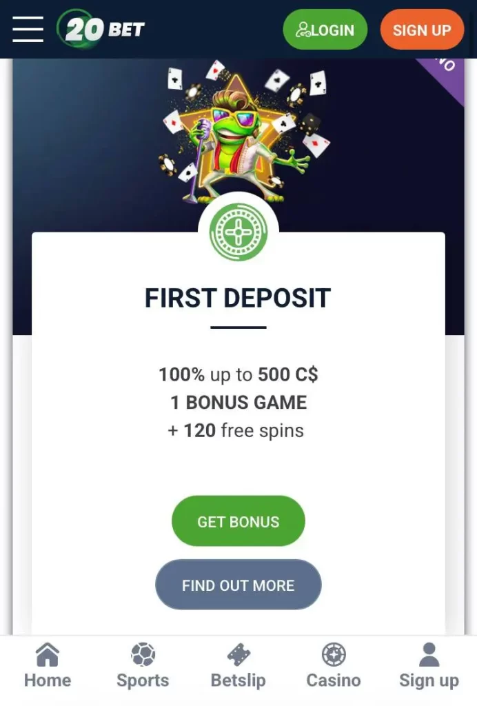 20bet bonus 1 - Applications de paris sportifs