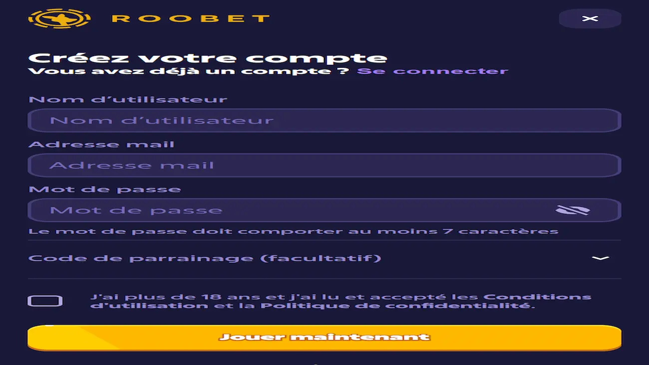 Roobet registration - Applications de paris sportifs