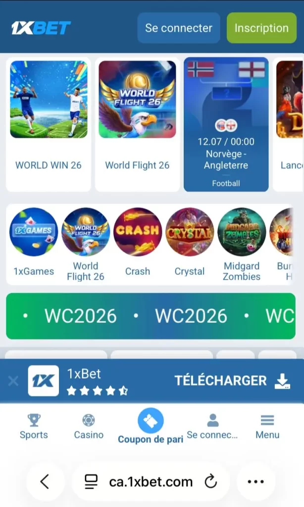 1xbet application au Canada IOS